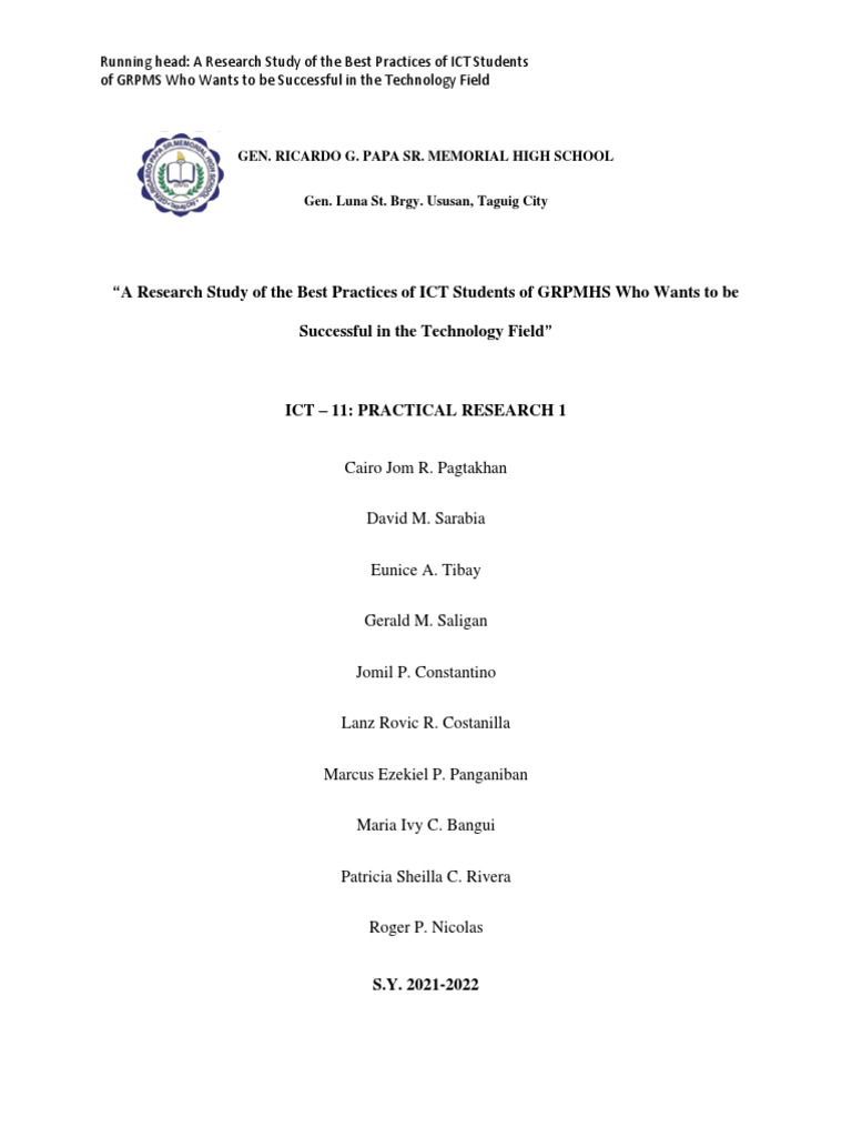 A Research Study Of The Best Practices Of Ict Students Download Free