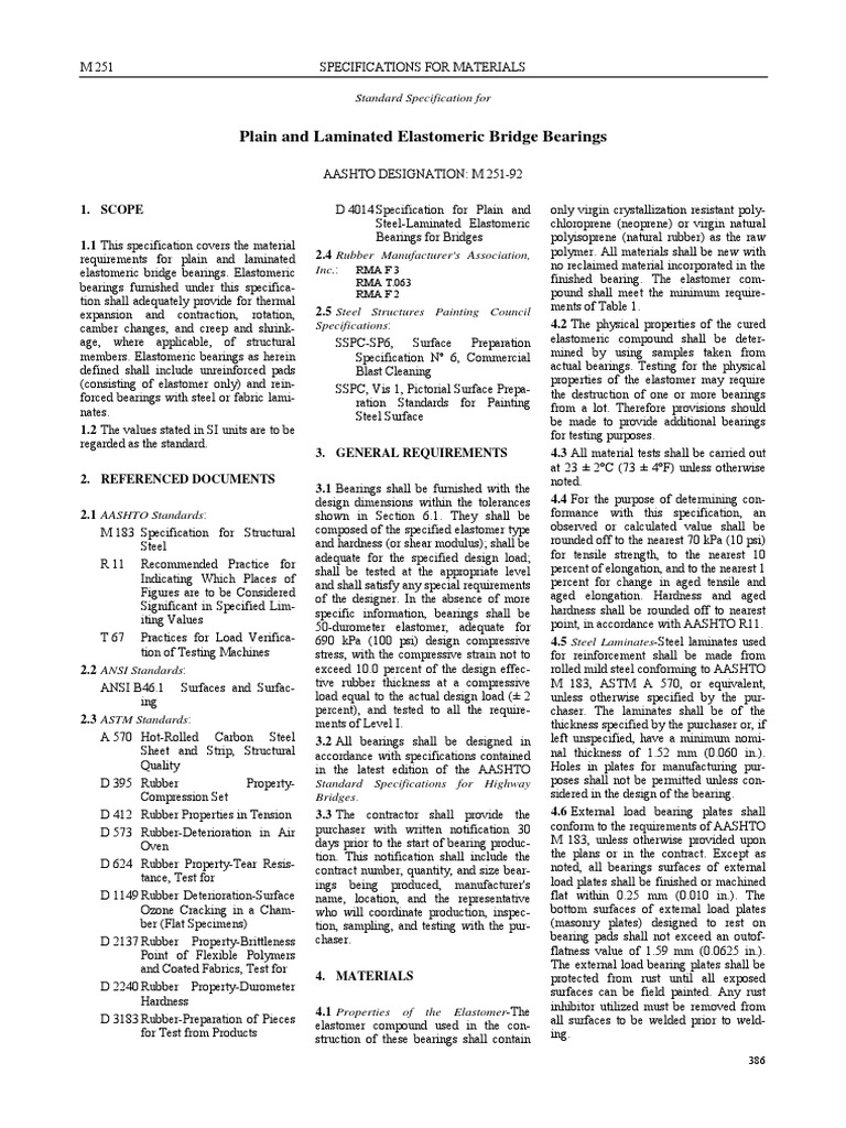 Plain and Laminated Elastomeric Bridge Bearings Standard Specification For PDF Strength Of