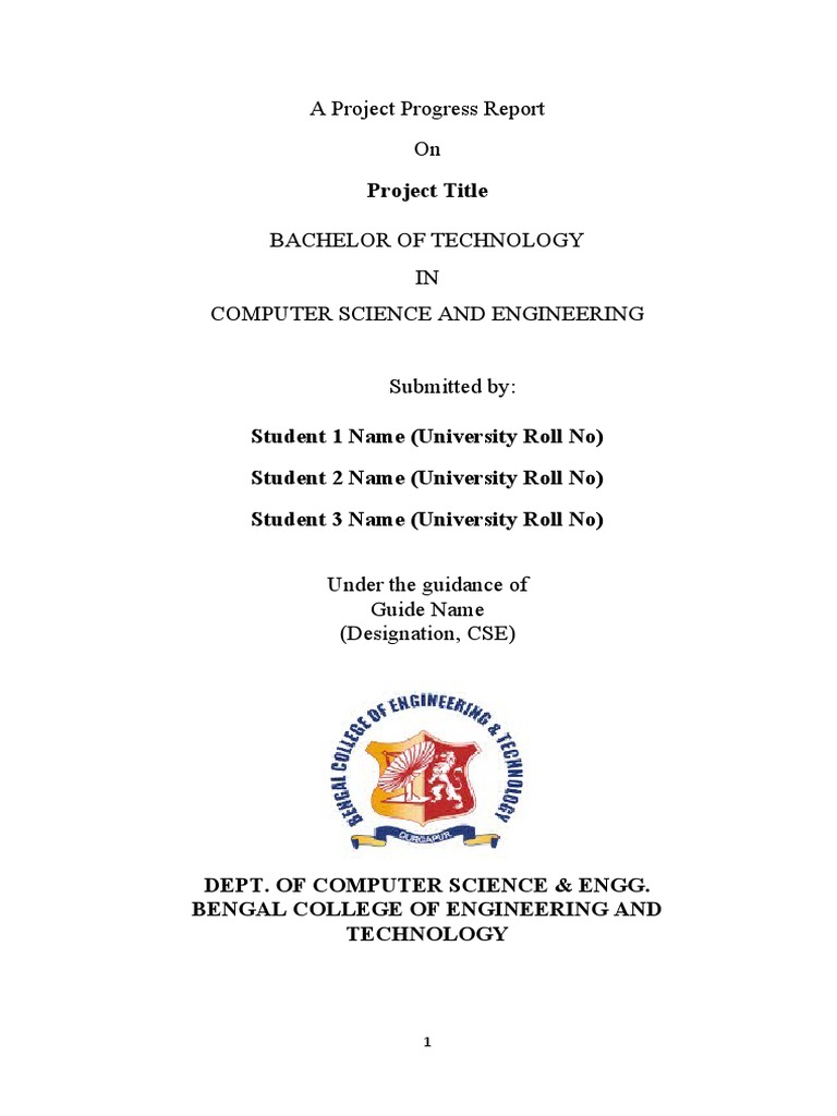 Project Progress Report Front Page | PDF