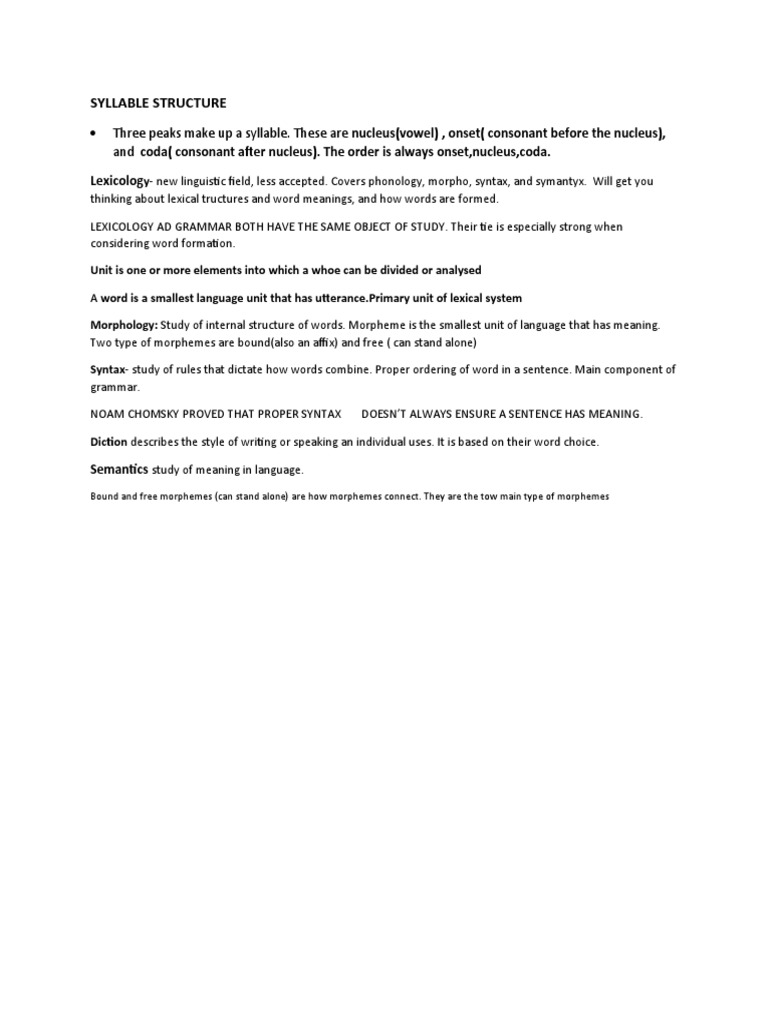 Syllable Structure | PDF | Language Arts & Discipline | Foreign ...