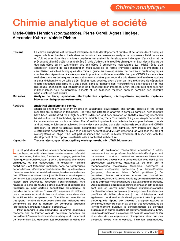 Avancées en chimie analytique durable | PDF | Métaux | Protéines