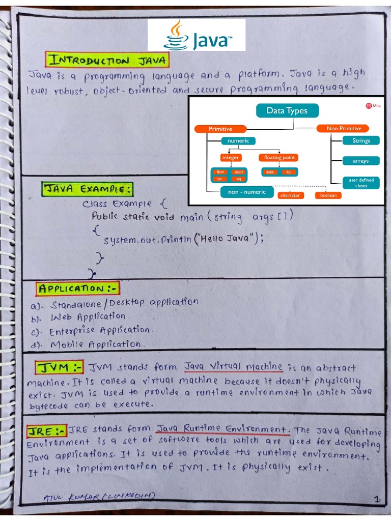 Java basic notes pdf
