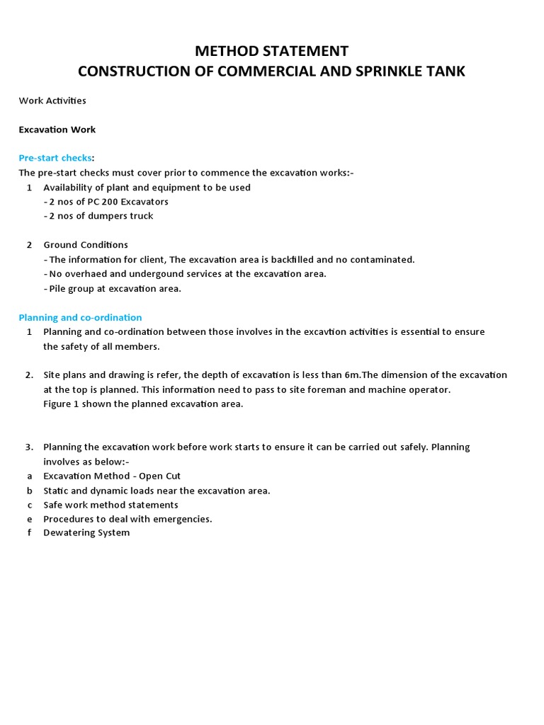 Excavation and Tank Construction Method Statement | PDF | Deep ...