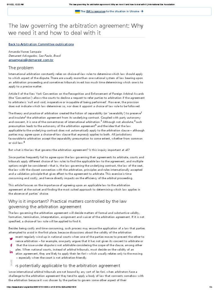 The Law Governing The Arbitration Agreement - Why We Need It and How To ...