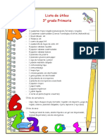 Lista de Utiles 3° Grado