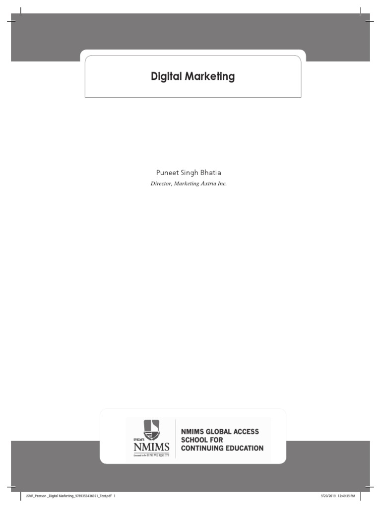 Digital Marketing Book PDF Digital Marketing Marketing
