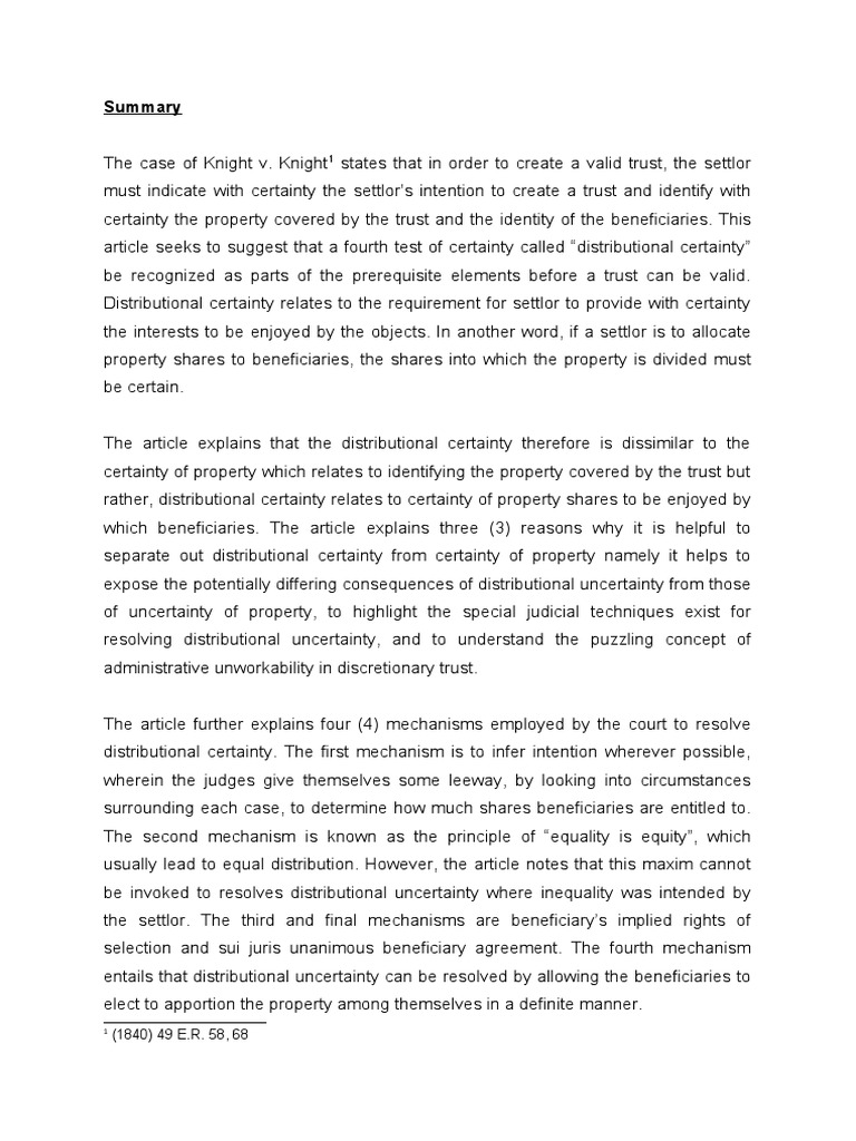 Distributional Certainty in Trust Law | PDF | Trust Law | English Trust Law