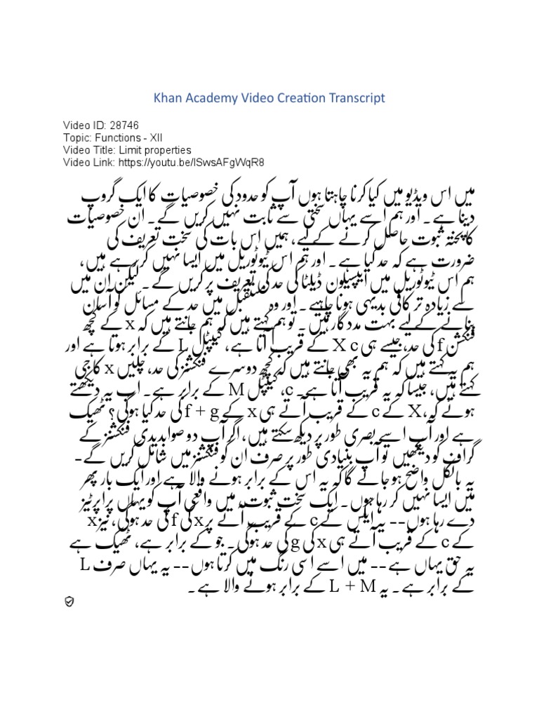 Limit Properties Functions XII Post Secondary Mathematics Khan