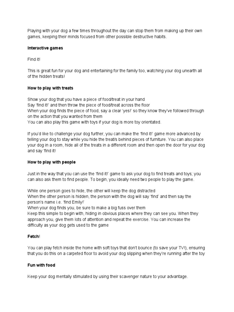 Non Food Games For Dogs