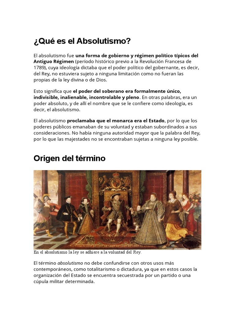 Qué Es El Absolutismo | PDF | Monarca | Ciencias Políticas