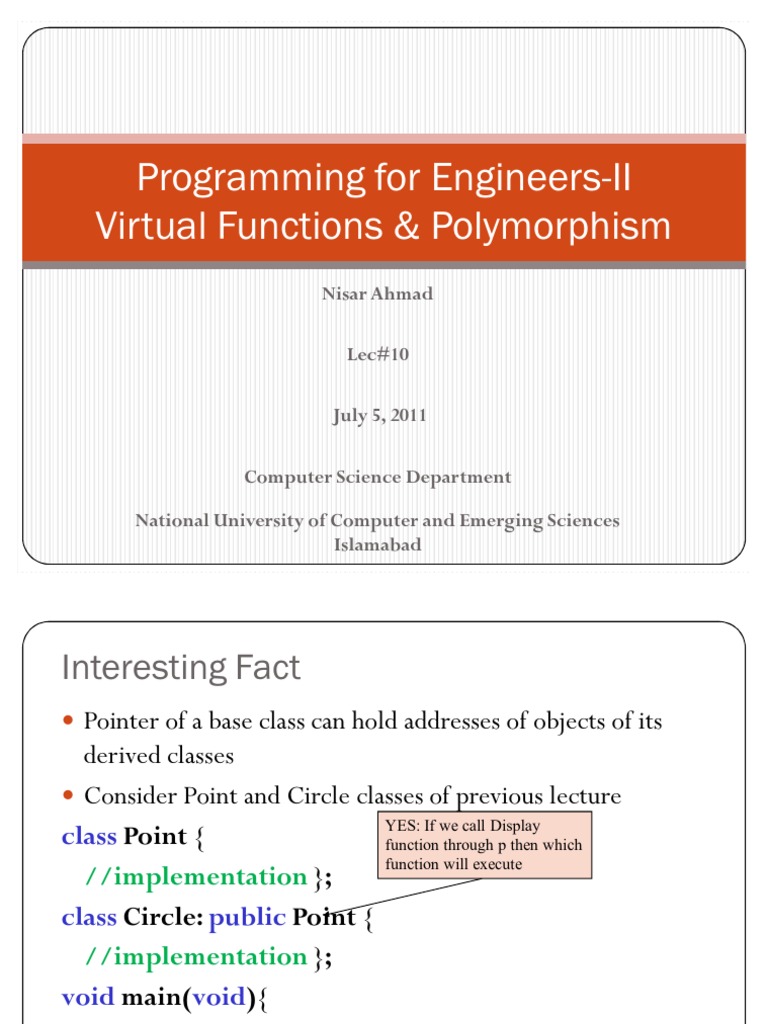 Lec10 Function+ +polymorphism | PDF | Inheritance (Object Oriented ...