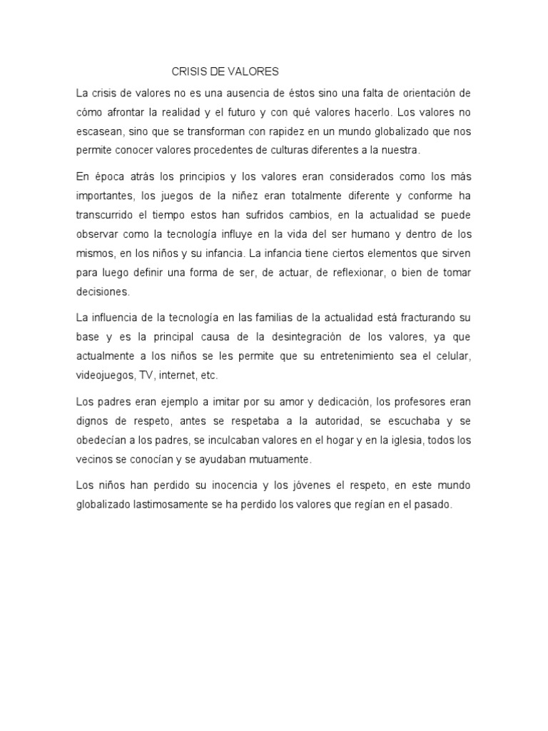Crisis de Valores en la Era Digital | PDF