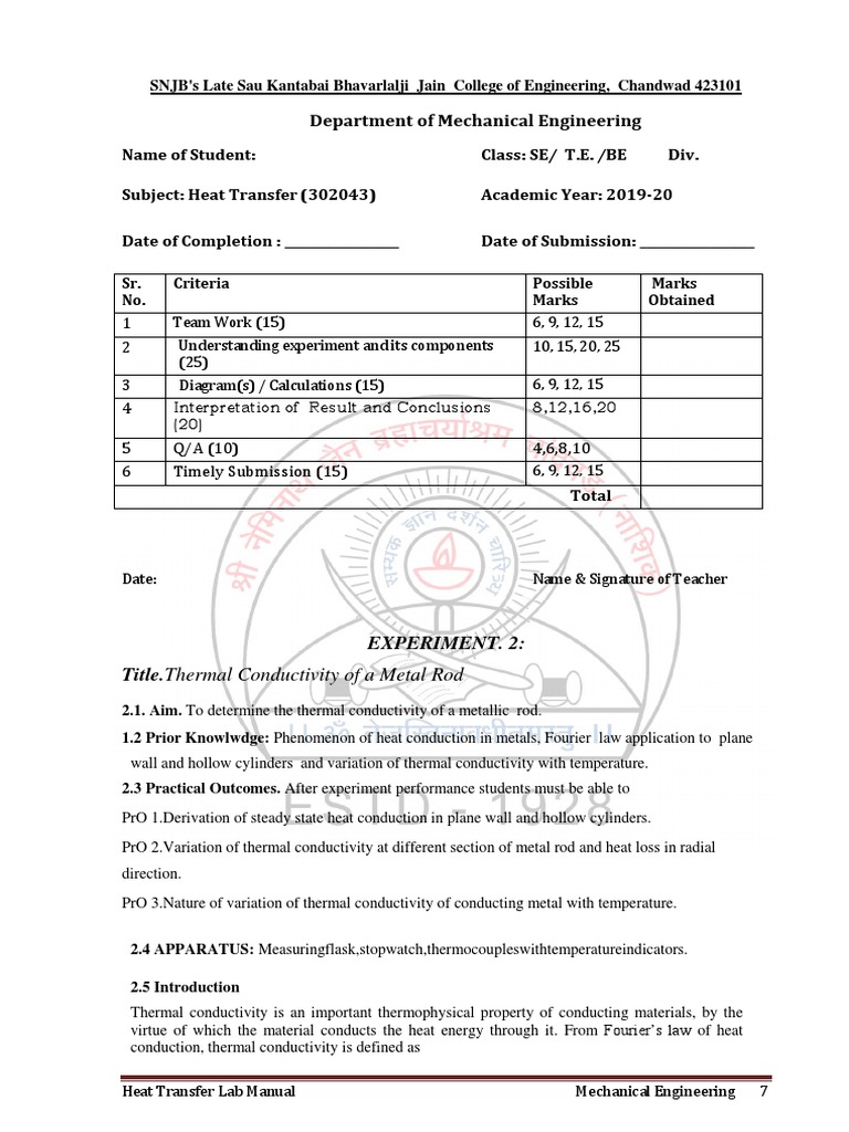 Conduction of Heat in Metal-Rod | PDF | Thermal Conductivity | Thermal ...