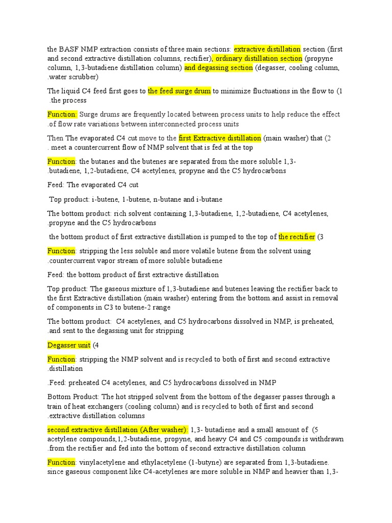 The BASF NMP Extraction PDF Distillation Physical Sciences