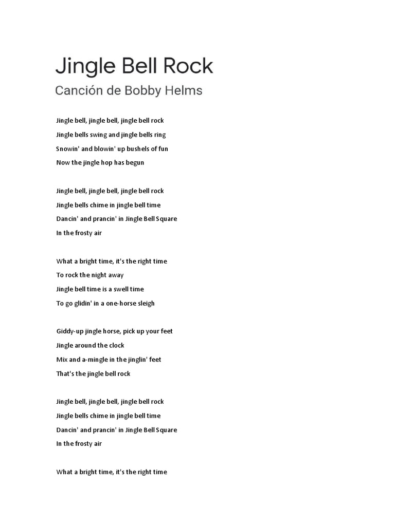 Bobby Helms - Jingle Bell Rock Songtekst - Songteksten - NL - Your Lyrics  Source PDF