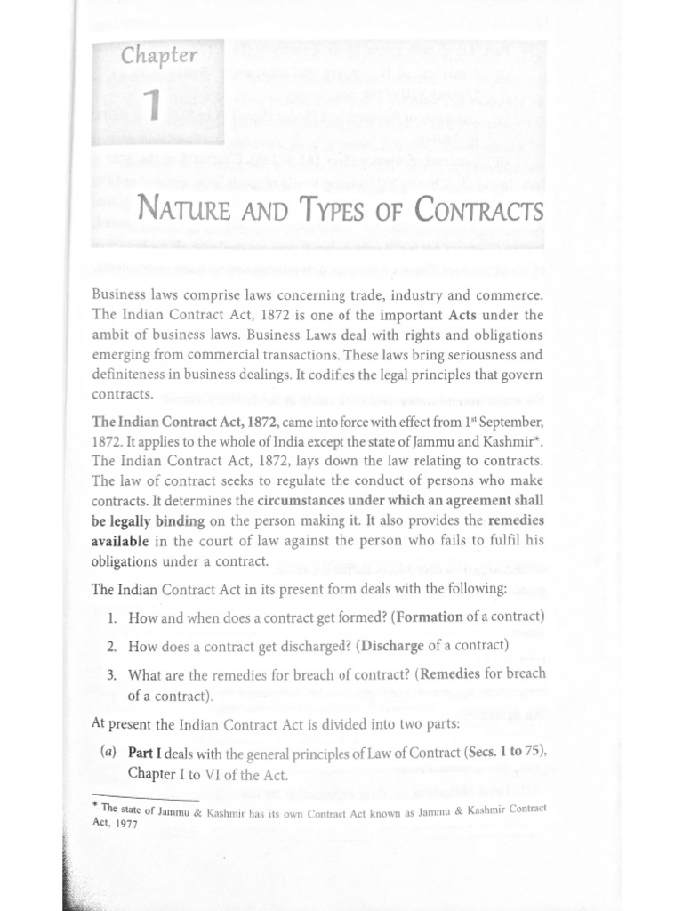 Chapter 1 - Nature and Types of Contract (RJ) | PDF