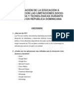 Implementación de La Educación A Distancia Con Las Limitaciones Socio-Económicas Y Tecnológicas Durante El Covid-19 en Republica Dominicana