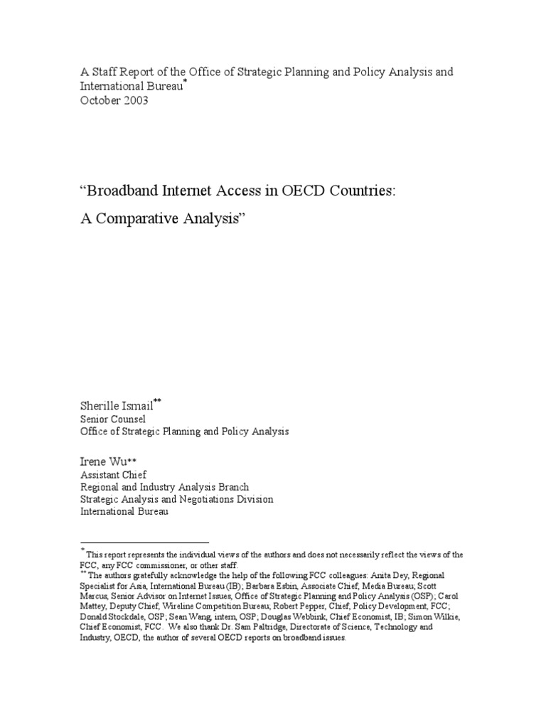 OECD Broadband Access Analysis 2003 | PDF | Digital Subscriber Line ...