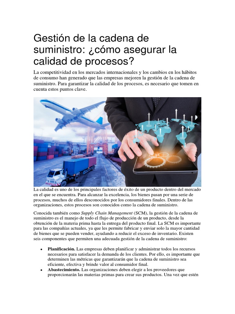 Asegurando Calidad en la Cadena de Suministro | PDF | Gestión de la ...
