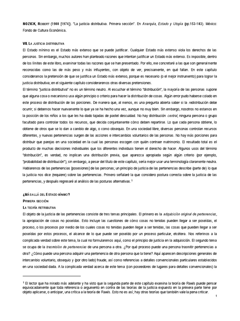 Justicia Distributiva según Nozick | PDF | Justicia | Crimen y violencia