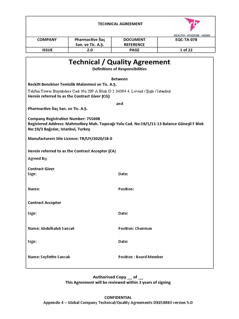 EQC-TA-078 RV 02 Reckitt - Pharmactive | Download Free PDF | Packaging ...