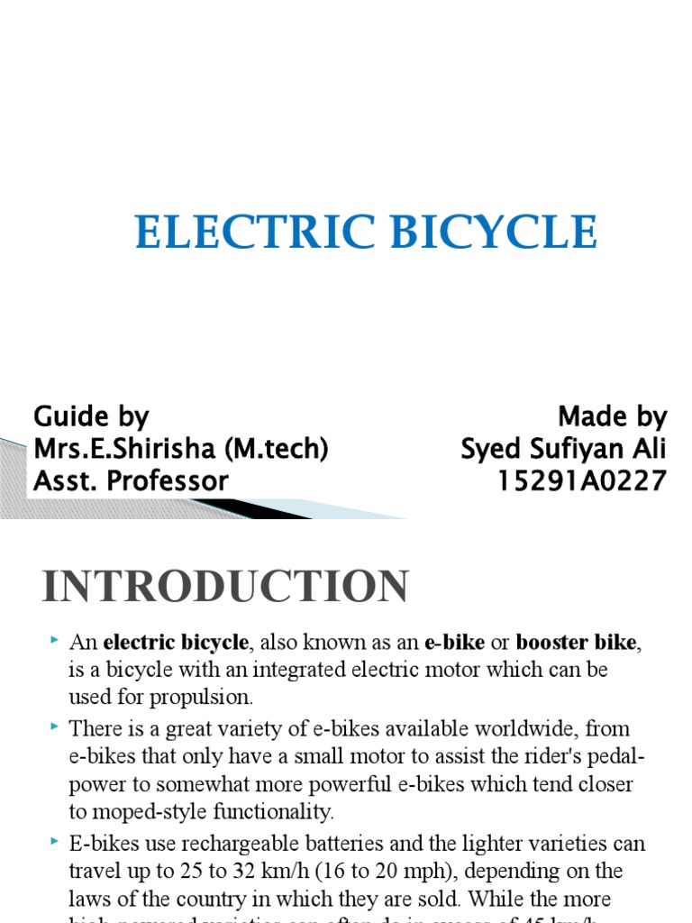 electric bicycle design ppt