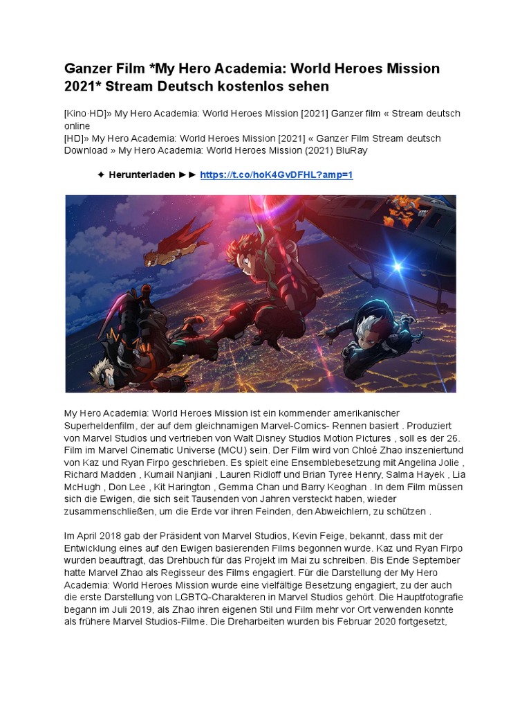 Ganzer Film My Hero Academia World Heroes Mission 2021 Stream Deutsch Kostenlos Sehen PDF