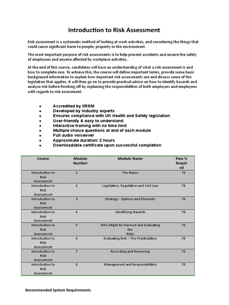 Introduction To Risk Assessment | PDF | Risk | Risk Assessment