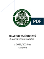 FELVÉTELI TÁJÉKOZTATÓ 8. Osztályosoknak 2023-2024. Tanévre