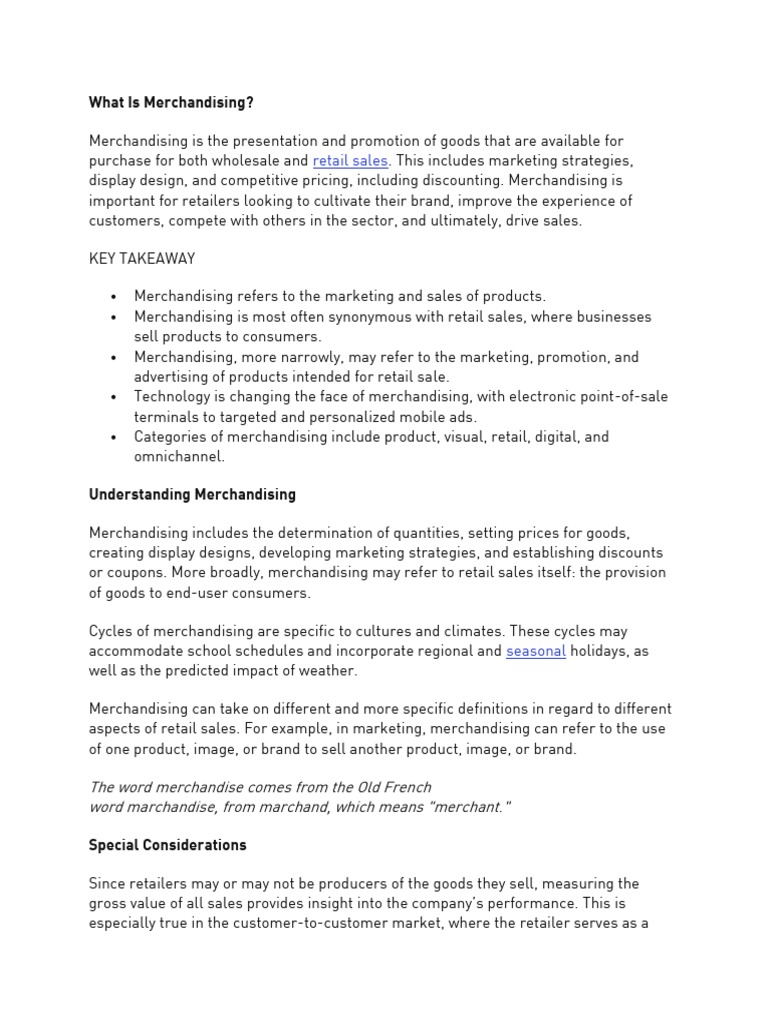 Merchandising Tools PDF Retail Merchandising