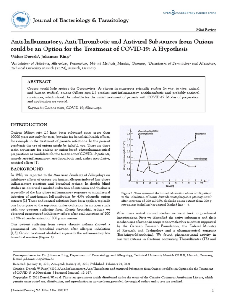 Antiinflammatory Antithrombotic and Antiviral Substances From Onions