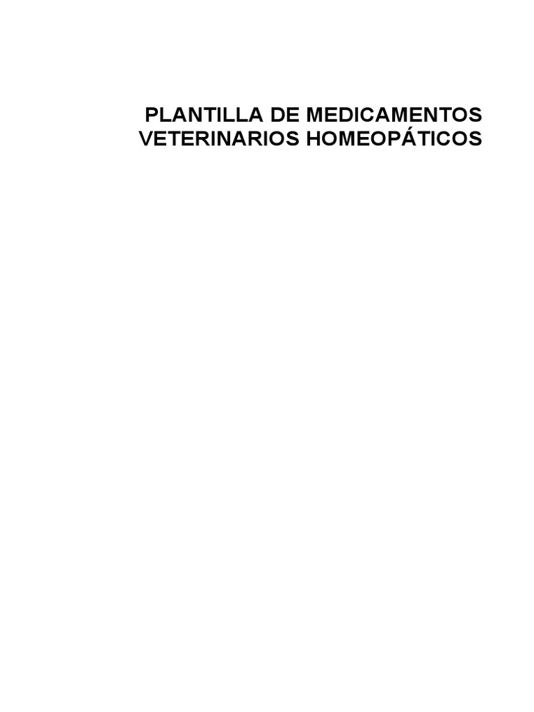 Plantilla Medicamentos Veterinarios Homeopaticos | PDF | Medicamentos con  receta | Homeopatía