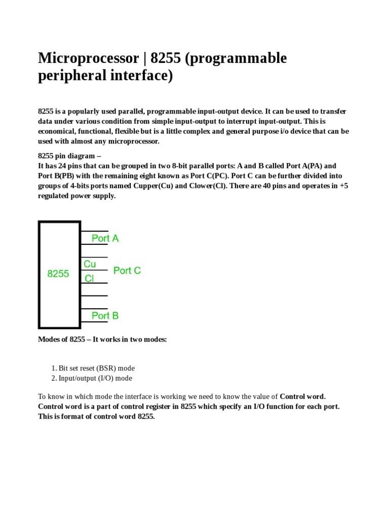 Intel 8255 | PDF | Digital Electronics | Computer Science