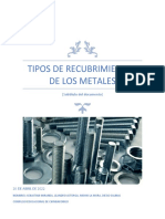 Tipos de Recubrimientos de Los Metales