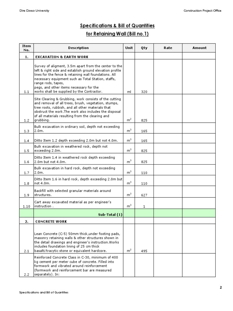 Boq 2 Pdf Masonry Concrete