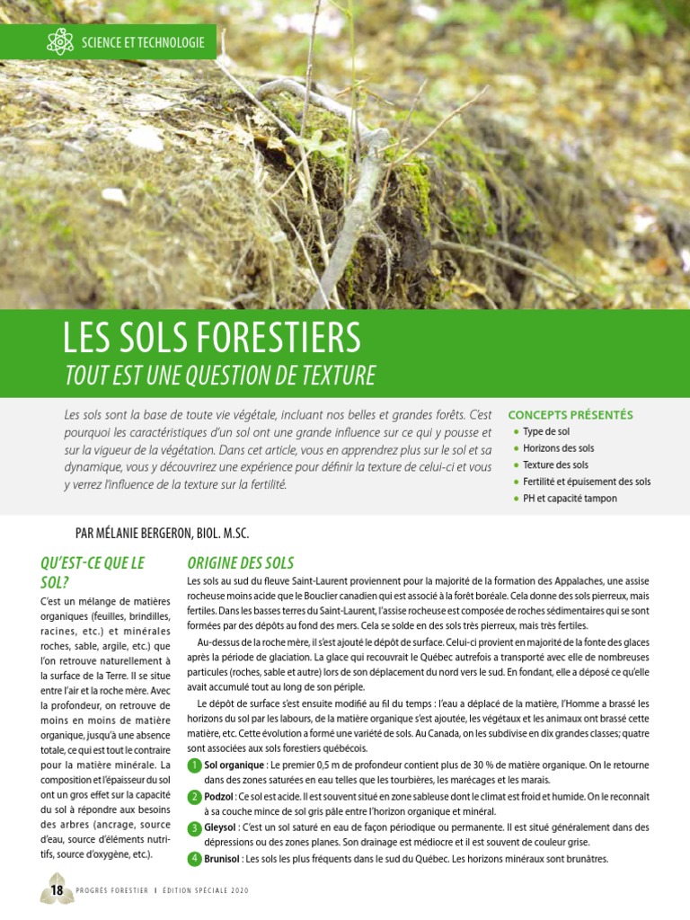 Caractéristiques des sols forestiers | PDF | Sol (pédologie) | Argile