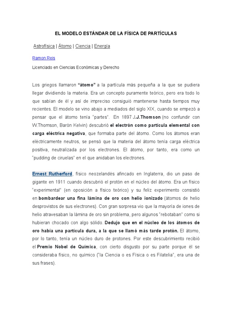 El Modelo Estándar de La Física de Partículas | PDF | Núcleo atómico ...