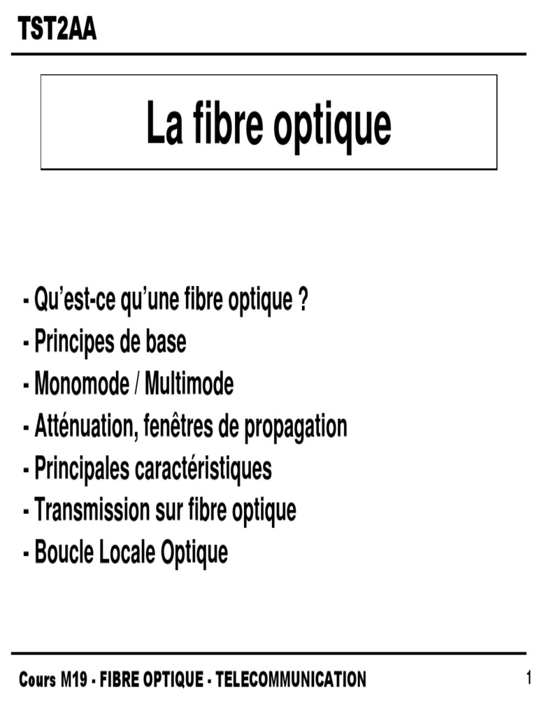 Comprendre la fibre optique en télécommunication | PDF | Fibre optique ...