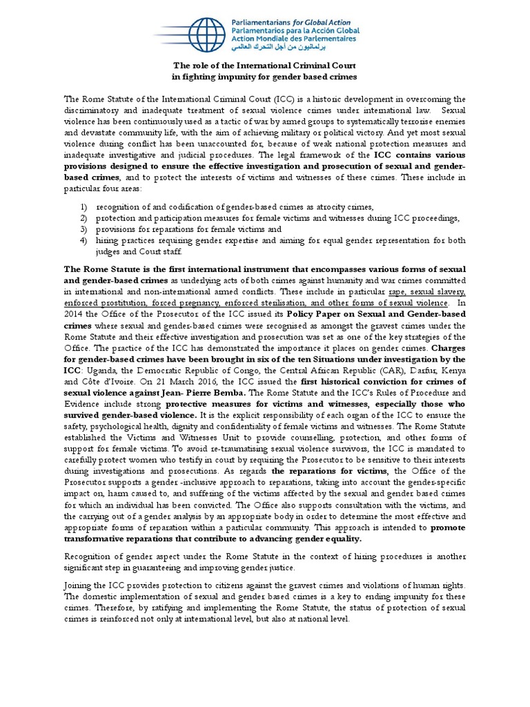 Role of Icc Gender Justice PDF International Criminal Court