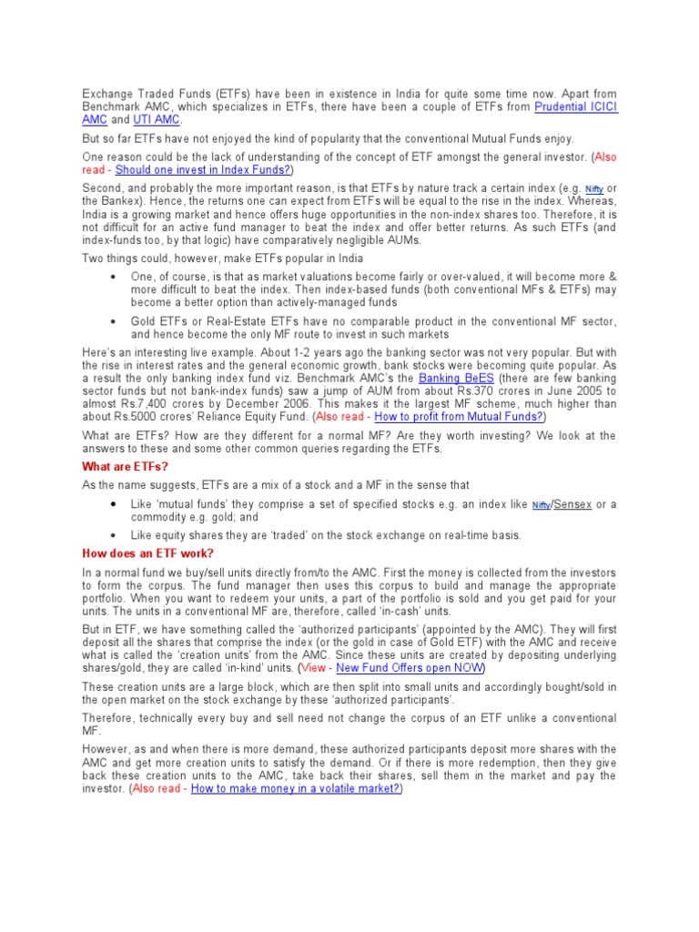 Exchange Traded Funds | PDF | Exchange Traded Fund | Investor