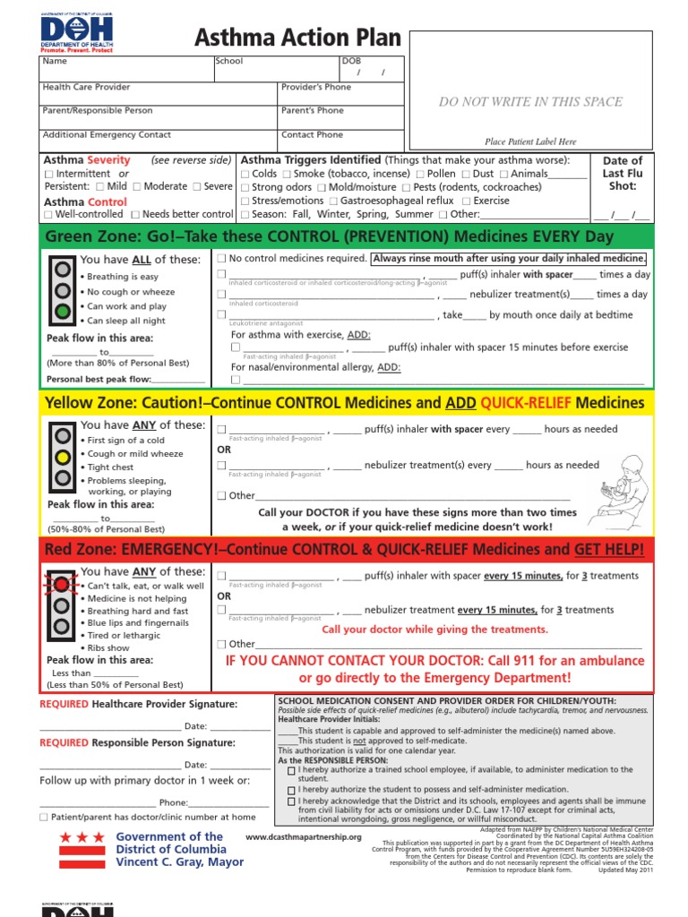 Asthma Action Plan Green Zone Go!