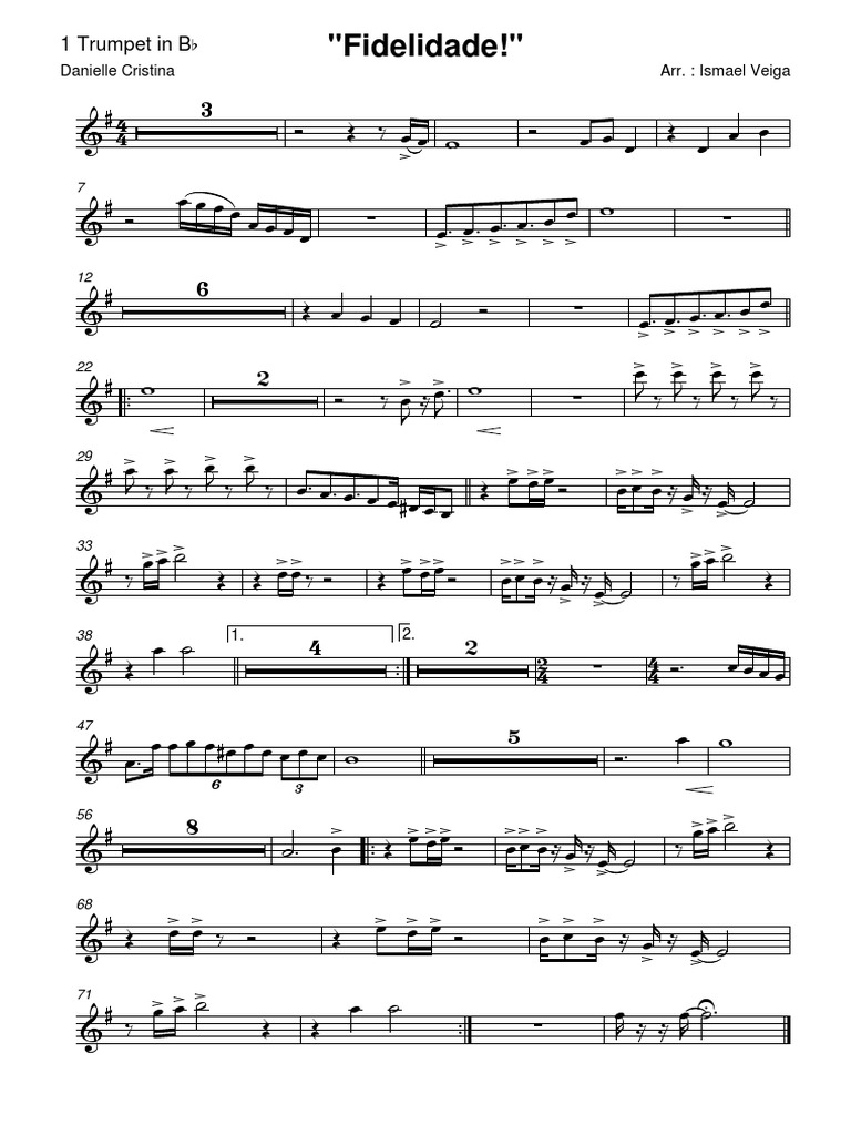 Fidelidade - Danielle Cristina - 1 Trumpet in BB - 2012-09-01 1710 | PDF, image size:768x1024