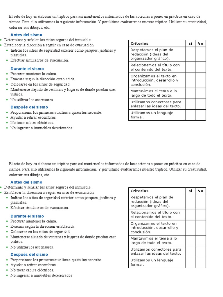 Acciones en Sismos para Niños | PDF