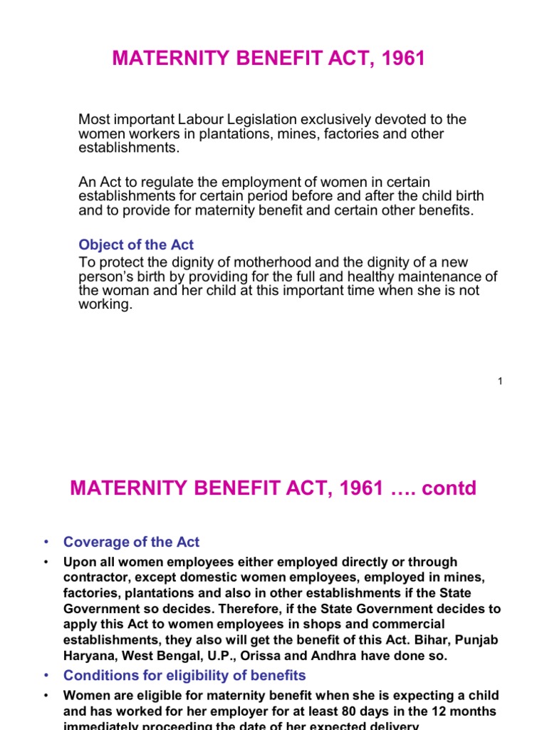 Maternity Benefit Act, 1961 PDF