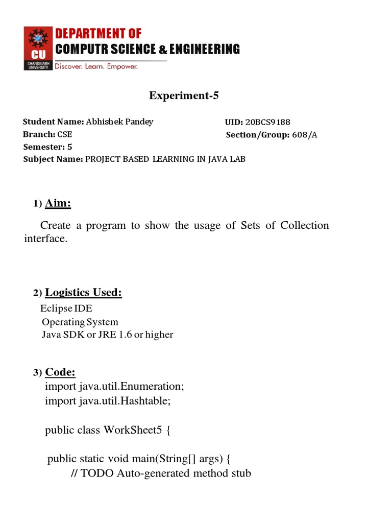 Java Sets Collection Program Guide | PDF