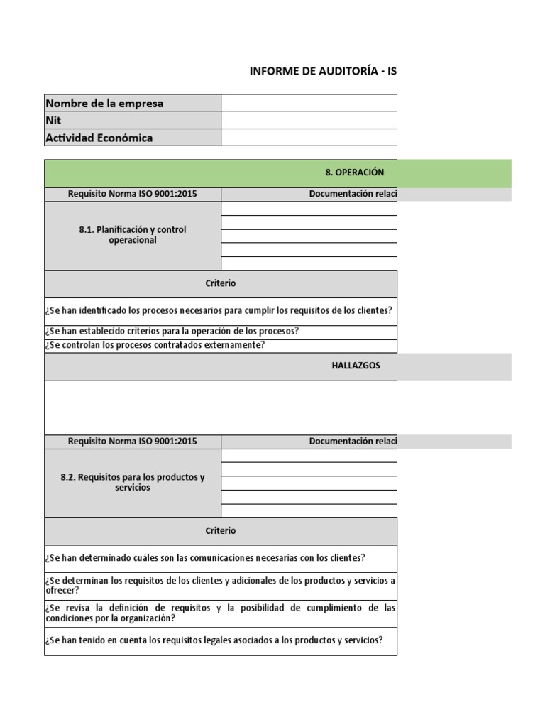 Informe de Auditoría ISO 9001:2015 | PDF | Gestión de la calidad ...