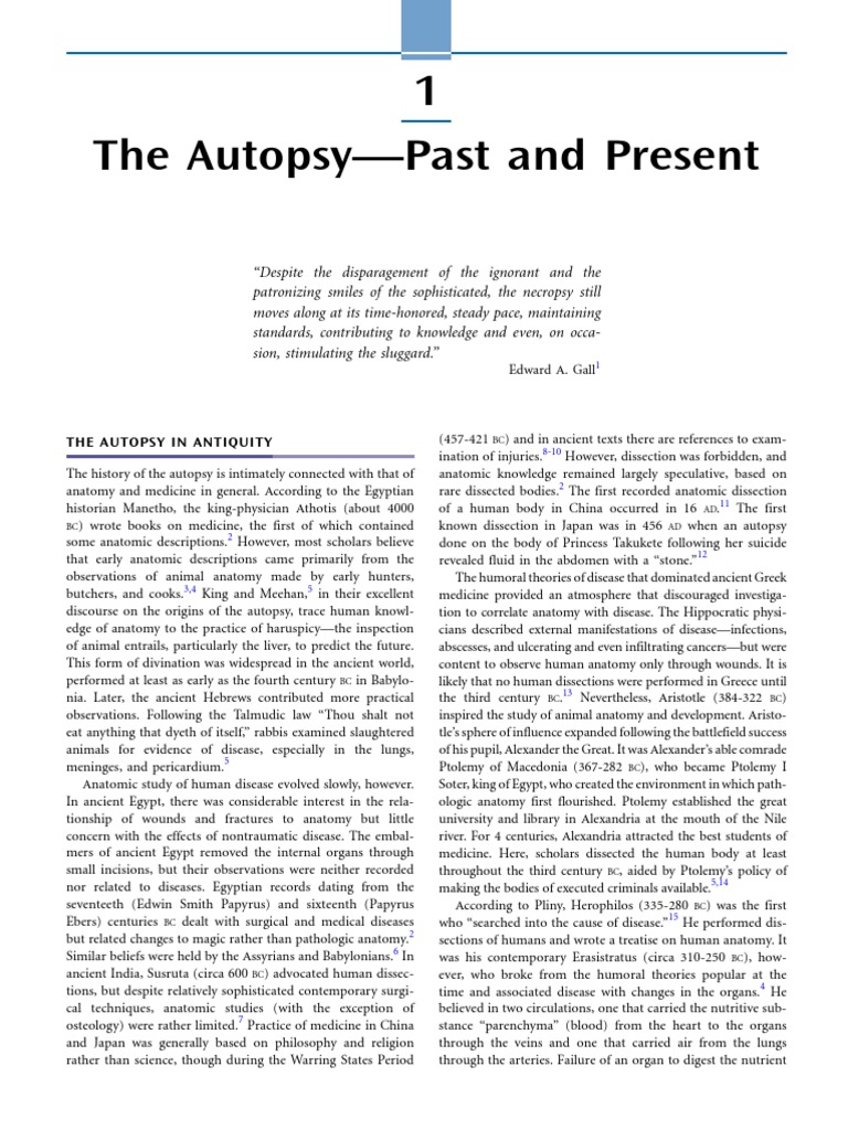 Historical Perspectives on Autopsy | PDF | Autopsy | Pathology