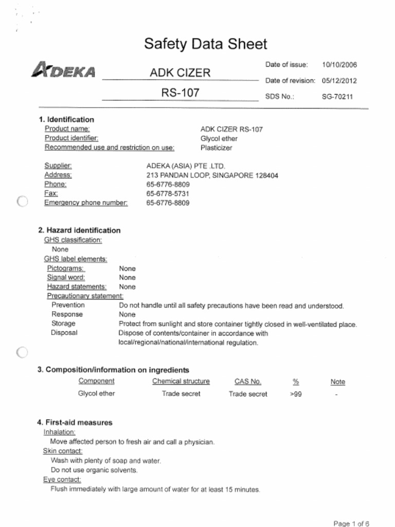 RS-107 - (SDS) - 2012 | PDF