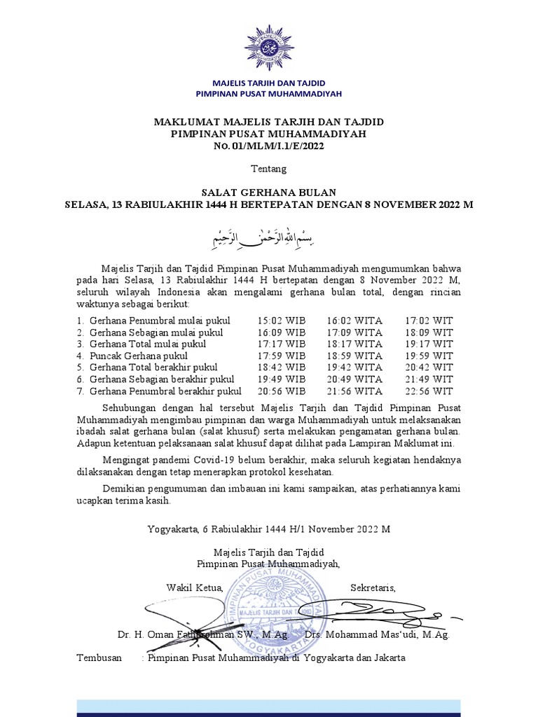 Maklumat Gerhana Bulan Total 8 November 2022 | PDF