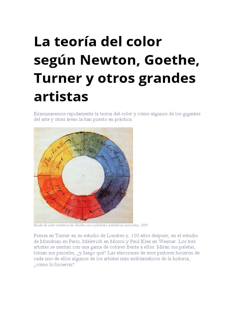 Teorías del Color: Newton y Goethe | PDF | Color | Wassily Kandinsky